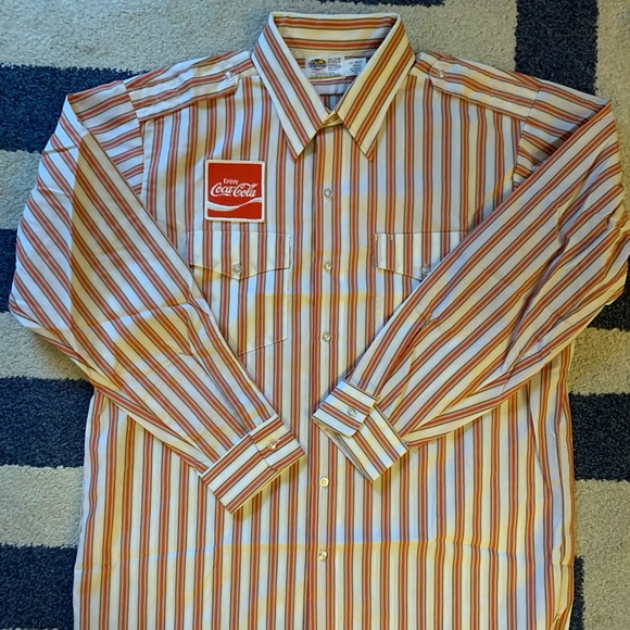 RARE & NEW 1970 Coca Cola Coke Employee Uniform Shirt Retro Hipster  VINTAGE XL - Picture 5 of 8